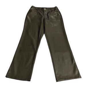 Marc New York Pants Womens 10 Brown Faux Leather Straight High Rise Western Chic